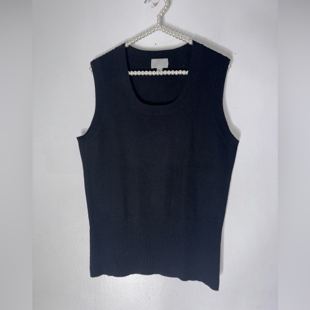 pure collection cashmere Black Sleeveless Sweater Size 12
